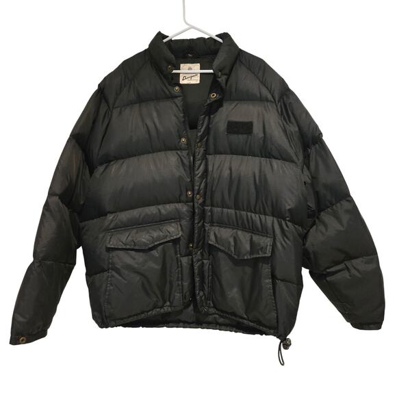 Vintage 1990's XL Charles Chevignon "Mark VI Engines" Black Down Puffer Jacket - Picture 1 of 11